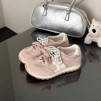 ~ Montrez de petits pieds, couleurs rétro assorties, chaussures de jogging confortables à semelles épaisses pour femmes, chaussures de sport et de loisirs sont tendance
