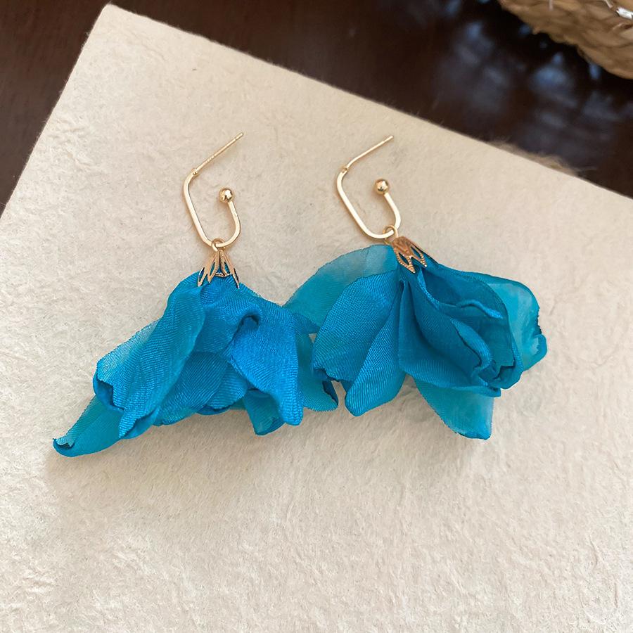 French fresh blue geometric flower resin earrings light luxury stud earrings personality temperament earrings women