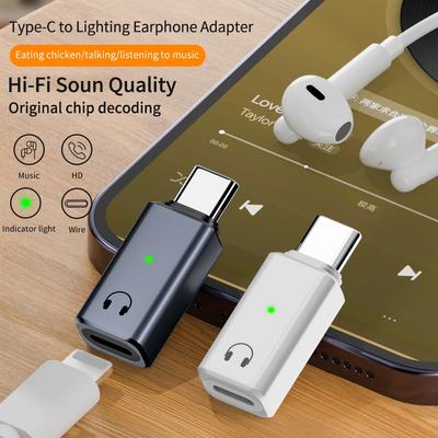 C-tüüpi Lightning-adapter DAC-kiibi, kõrglahutusega heli ja kõnede toega iPhone'i muusika/laadimise jaoks