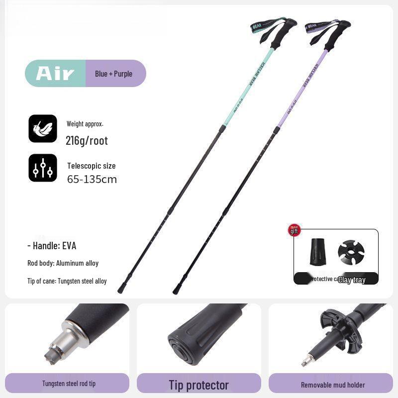 Telescopic Hiking & Trekking Poles with Inner & Outer Locks - Professional Climbing Gear for All Ages