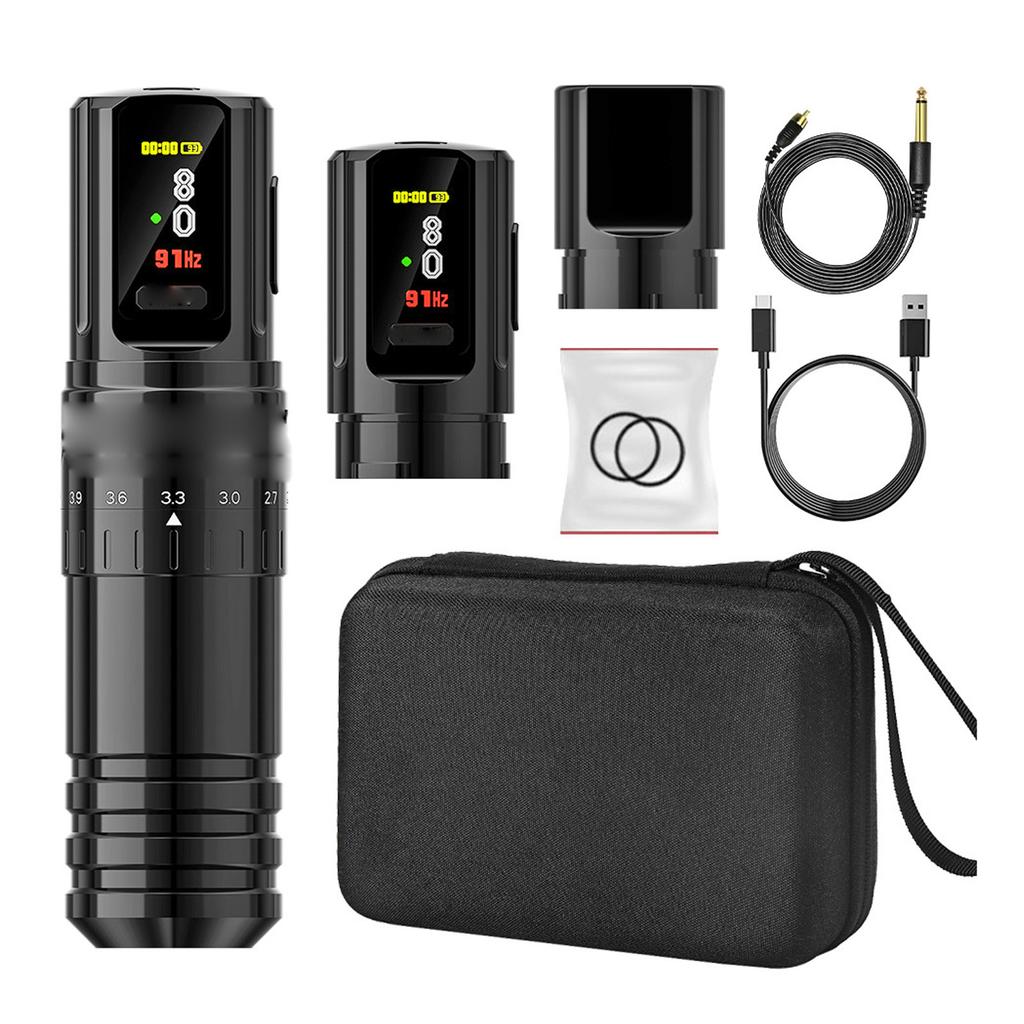 Rotary Tattoo Pen Machine Kit 2 In 1 Wireless LCD Tattoo Pen 2400mAh Double Battery RCA Interfance