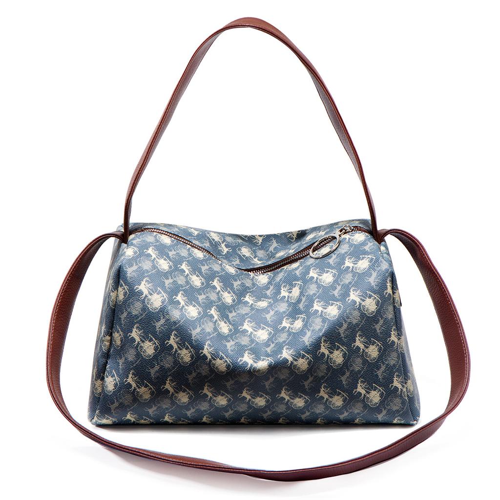 Printed Large-capacity Tote Bag for Women's Winter, High-end Quality, Niche Commuting Single-shoulder Crossbody Bag