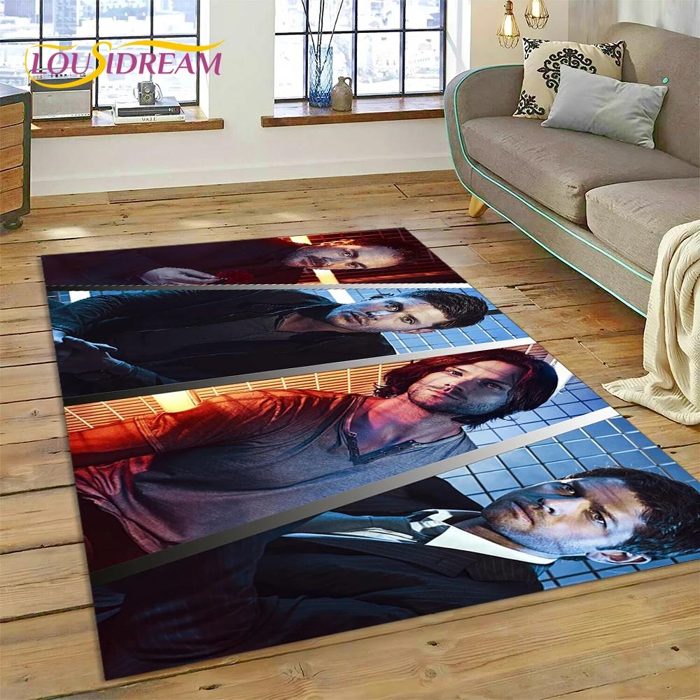 SPN Latest Supernatural Dean Sam 3D Rug Carpet for Living Room Bedroom Home Decor,Floor Mat Non-slip Decoration for Sofa Doormat