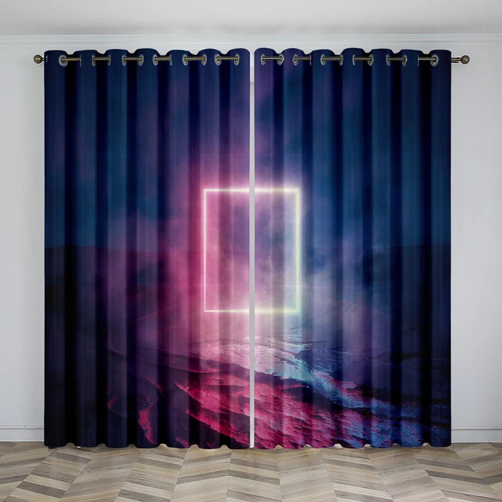 3D Dazzling Aperture Design Sunshade Curtains Living Room Home Decoration Curtain Boys Like Cool Style Thin Curtain 2 Panels