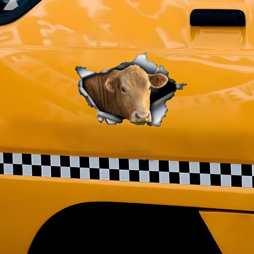 3D Cow Car Sticker, Fun Waterproof Sticker for Cars, Trucks, Motorcycles, Walls, Windows, PVC Material