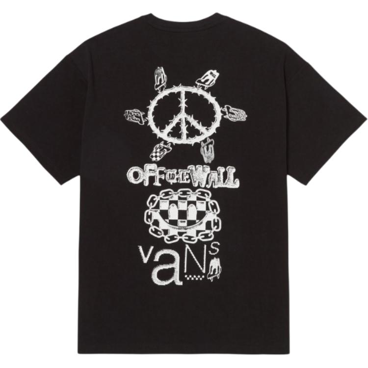 Vans Asian Artist Collaboration American Letter Print Casual Pullover Short Sleeve T-Shirt Men T-Shirts Black VN000HA9BLK1