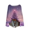 Ladies' Fashionable Casual Long Sleeved Christmas Printed Round Neck Knitted Yarn