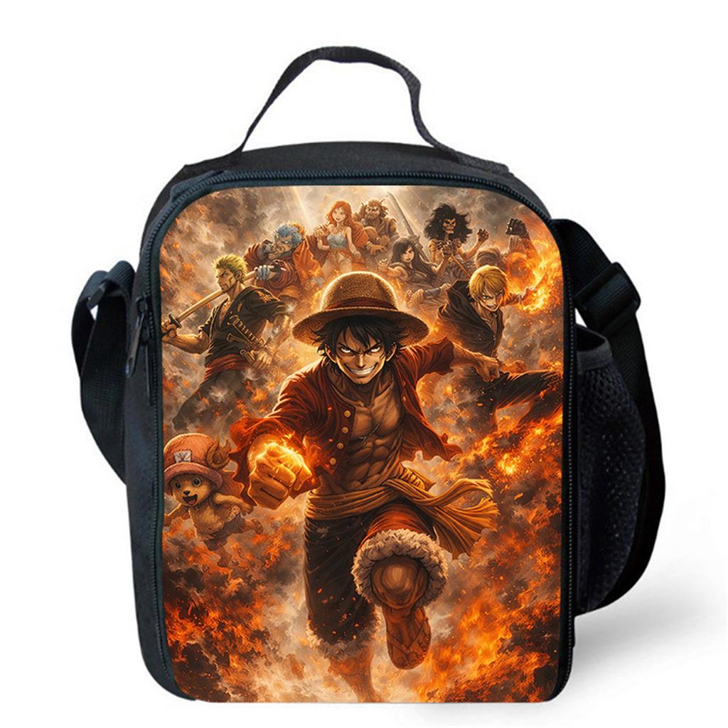 Insulated One Piece Anime Lunch Bag, Lightweight Durable Thermal Cooler Bag for Boys Girls Age 6-10, Ideal for School & Camping