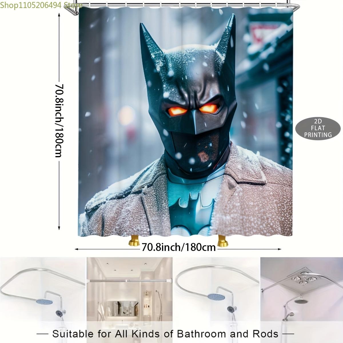 

1pc, 2D Flat, Batman S Soul-Burning Eyes in The Snow, Patterned Shower Curtain, Can Be Used As a Christmas Or Halloween Decora 90x180cm