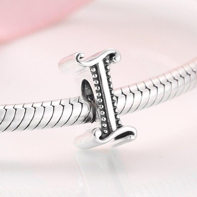 925 Sterling Silver Fashion Delicate A To Z Alphabet Letter Beads Fit Charms 925 Bracelets Bangles Diy Jewelry