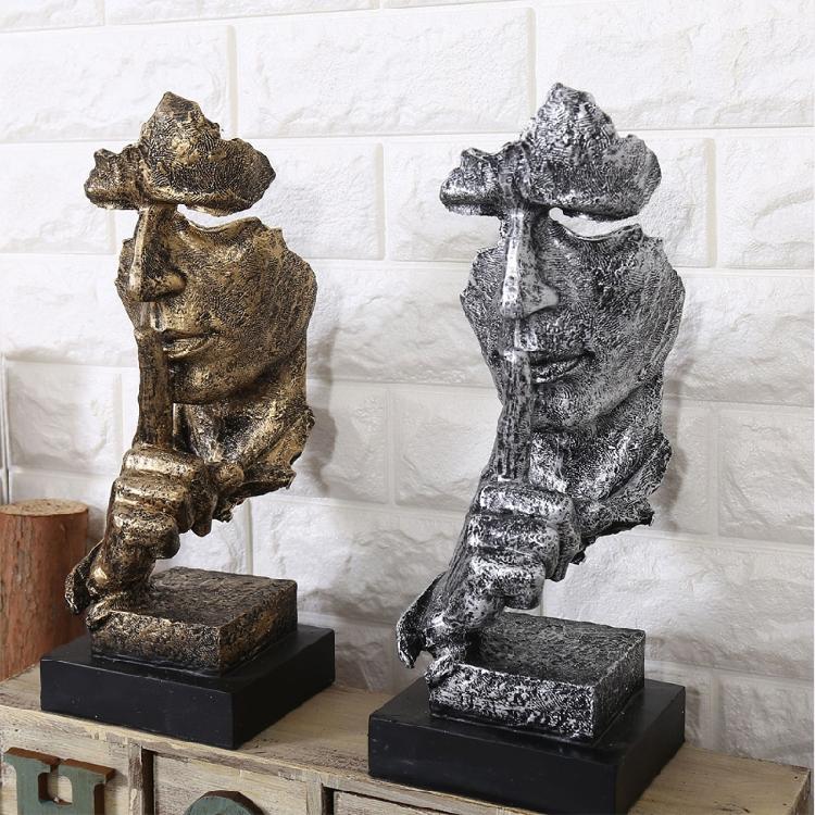 Exquisite Silence is Golden Thinker Statue Figurine Handcraft Entrance Objects