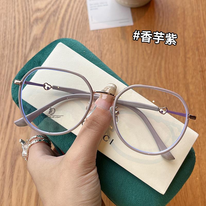 Fashion Style Eyeglass Frame For Women  Material Blue Light Blocking Women'S Glasses Round Shape Decorative Glass