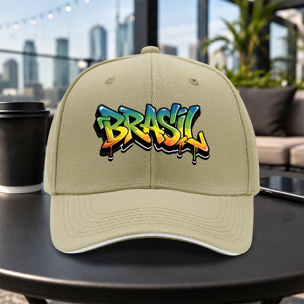 1pc New Brazilian Graffiti Adjustable Sandwich Baseball Cap Lightweight Printed Womens Hat Trendy Mens Cap For Sports Enthus