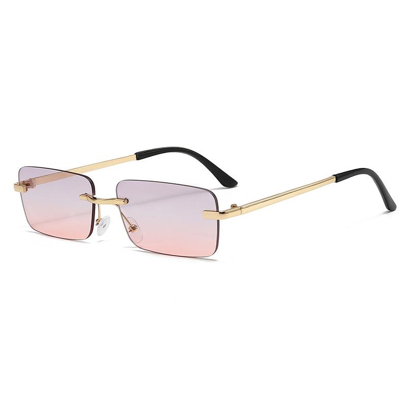 Fashionable Square Rimless Sunglasses Minimalist Trendy Street Style Shades Outdoor Sports and Travel UV-Protective Eyewear