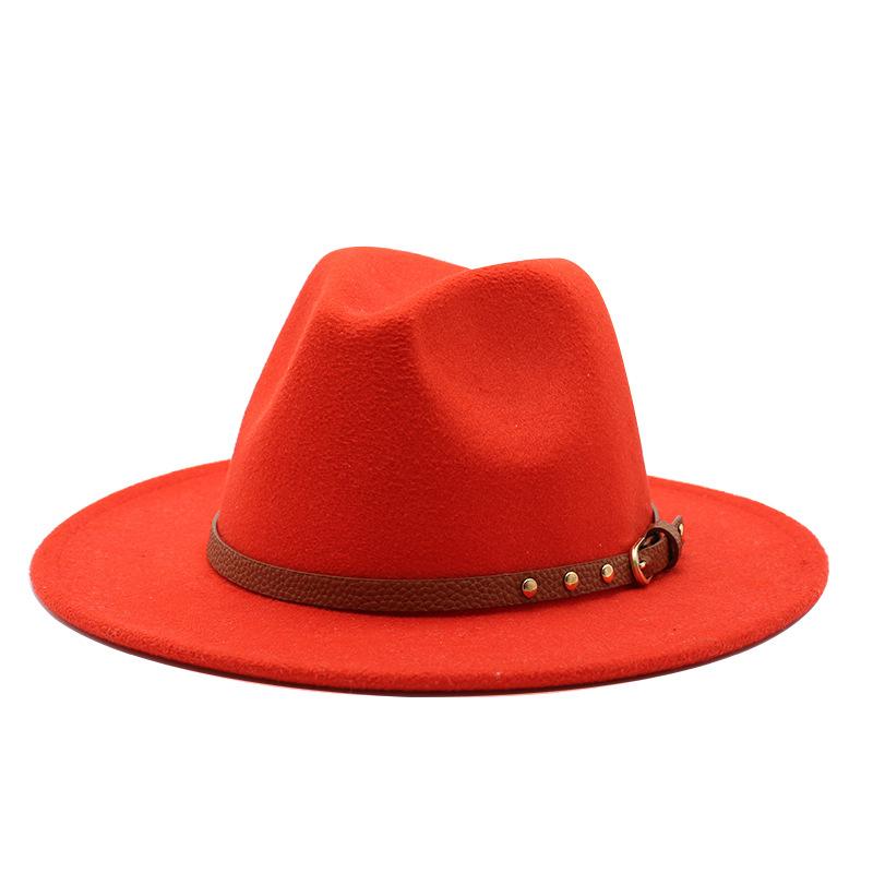 British jazz top hat autumn and winter new woolen hat for men and women simple felt big eaves hat trendy flat edge hat