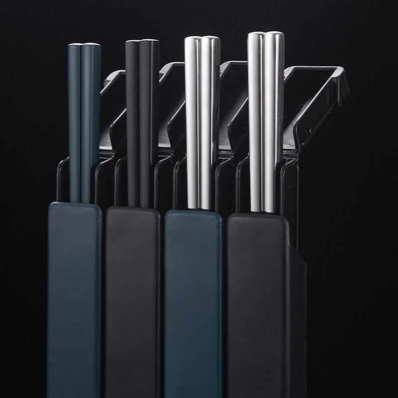 Stal nierdzewna 304 Pałeczki Lunch Zastawa stołowa Podróżne Przenośne Antypoślizgowe Pałeczki z Pudełkiem do Przechowywania Uchwyt Kuchenna Zastawa stołowa