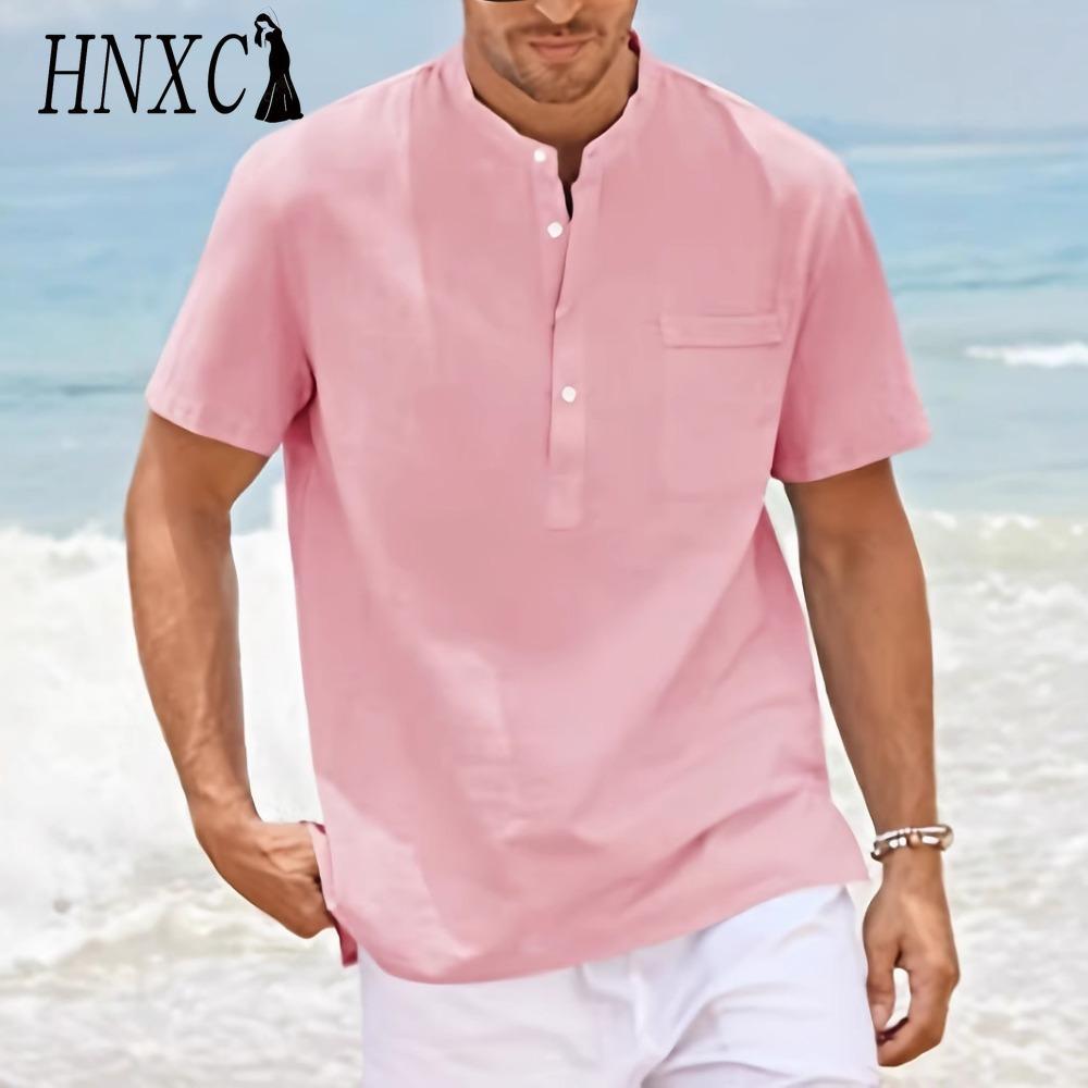 HNXC Men's Fashion Casual Solid Color Print Tops & T-shirts