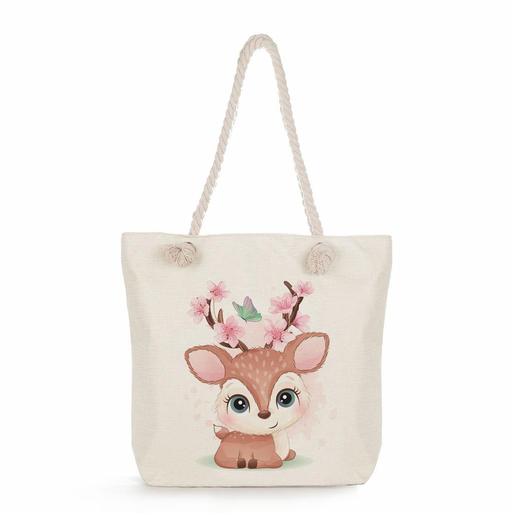 Animal print thick rope single-shoulder beach bag 7286 CLE