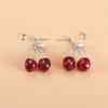 Roter Acryl Kirsch-Hängeohrring Einfache Legierung in Silberfarbe Ohrringe für Damen Retro Schmuck Mode Party-Accessoires