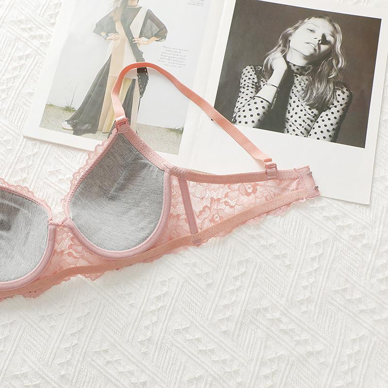 Large Size Women Lace Lingerie Minimizer Bra Gathered Push Up Brassiere Adjustable Thin Breathable Underwear Top