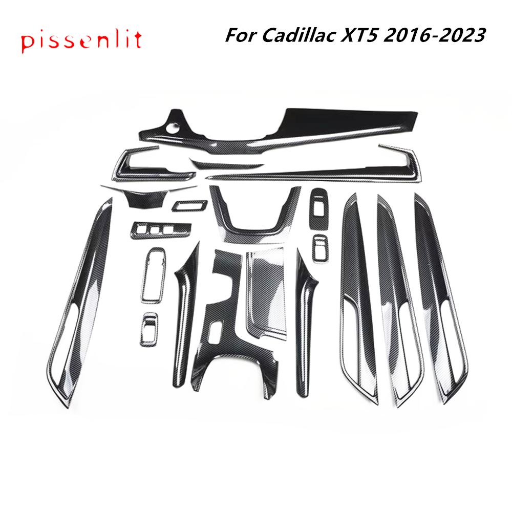 Center Console Gear Steering Wheel Panel Frame Trim Sticker for Cadillac XT5 2016-2024 Accessories Carbon Fiber Style