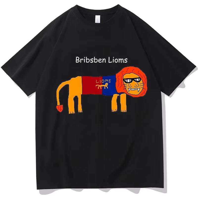 

Brisbane Lions 100% Cotton T-Shirt Fans Hip Hop Short Sleeve Christmas Slasher Film Clothes New Creative Design Tops Streetwear S разноцветный