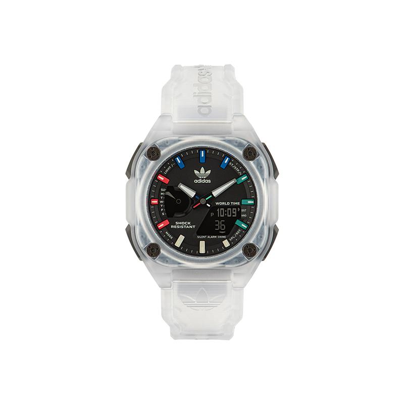 

Adidas Originals STREET Wrist Watch Quartz Movement Resin Strap Black Dial Men s Watches 100m Water Resistant AOST225452I White Strap