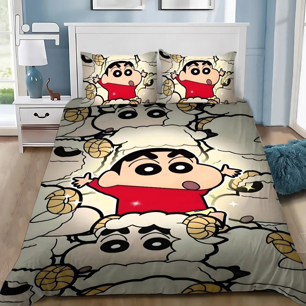 Exquisite 3D Cartoon Wallpaper Shin-chanS Digital Printing Bedding Set Duvet Cover Comforter Bed Youth Kids Girl Boys Gift