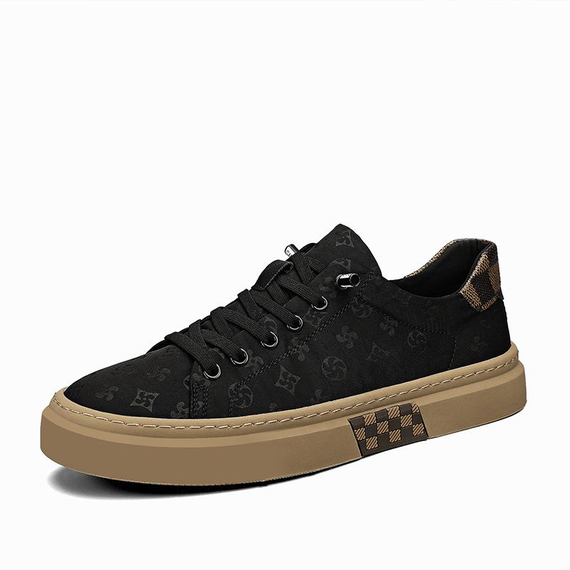 

Spring and autumn new cloth breathable black board shoes men s Korean version thick-soled foot cover youth sports and leisure men s shoes 39
