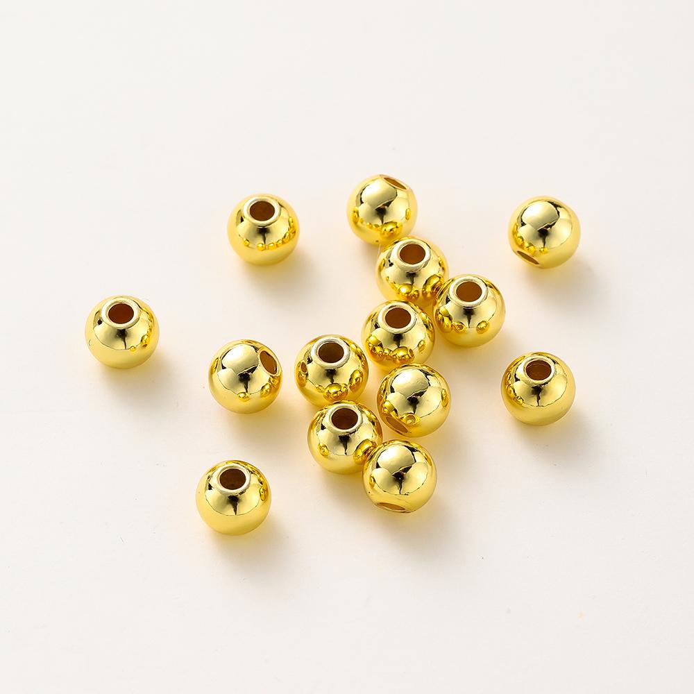 20-100 Stück 14K 18K Gold Platin Beschichtet Rund Lose Abstandhalter Kupferperlen Endperlen Für Diy Schmuck Halskette Perlenzubehör