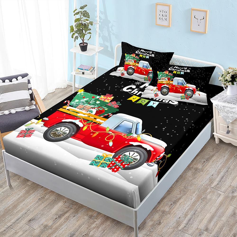 Christmas Three-Piece Mattress Digital Printing Mattress Cover Mattress Protective Cover