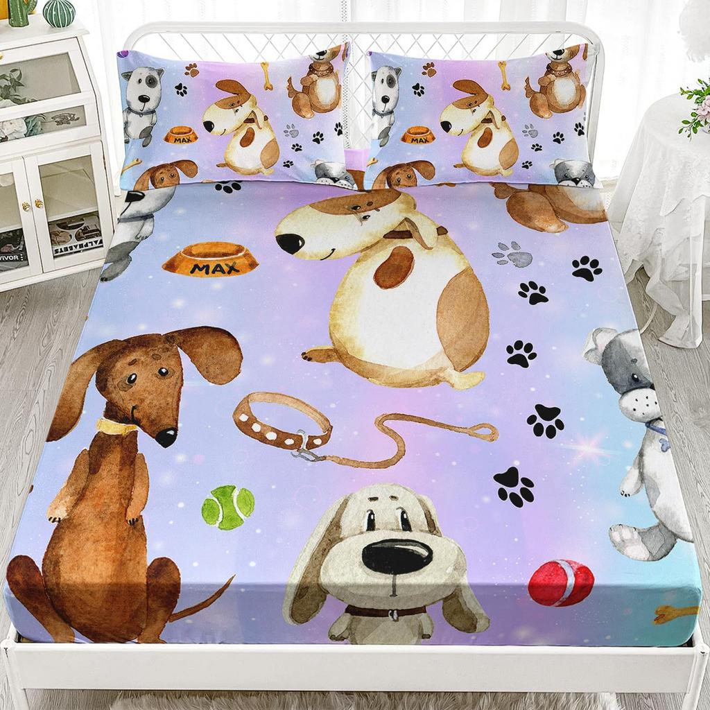 Cute Flower Deer Pattern Mattress Three-Piece Digital Printing Home Bedding Set