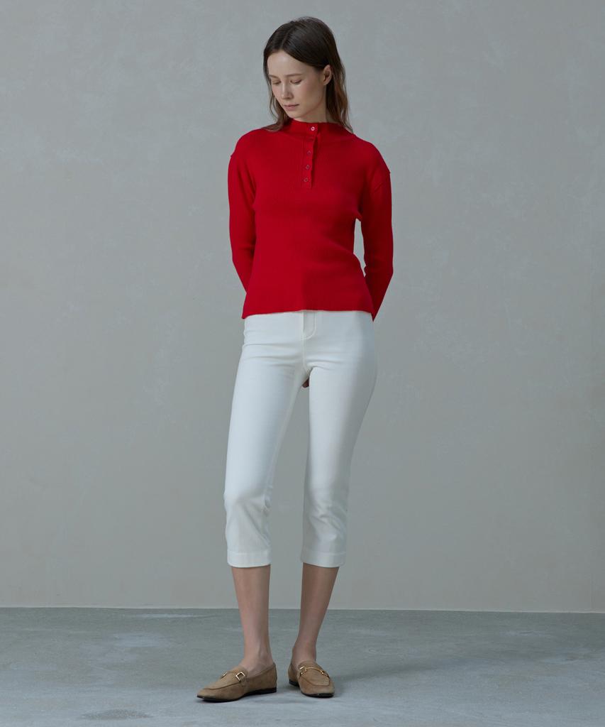 Aheule [Fleece] Slen Slim Fleece Span Cropped Capri Pants_White