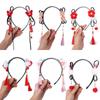 Red Hanfu Wig Headband Pearl New Year Headwear Traditional Flower Tassel Headband  Children