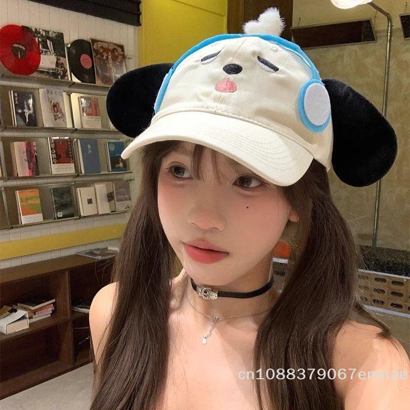 [ZYAS]Cute Embroidered Dog Baseball Cap Breathable Korean Style Cartoon Sun Hat Sunscreen Y2k Peaked Cap