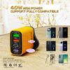 40W Multi-port Charger with 2 USB & 2 PD Ports, EU/US/UK Plug Adapter