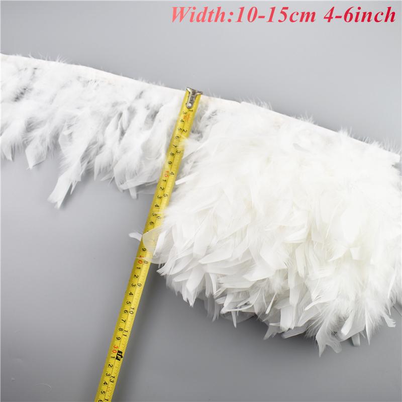 1Meters White Black Pheasant Feathers for Clothes Ribbon on Tape Rooster Goose Turkey Marabou Ostrich Fringe Trim Sewing Decor