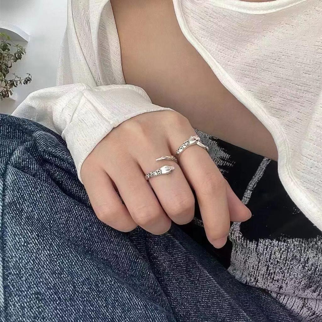 Snakenuma Bewitches Retro Silver Dark High-end Valentine's Day Gifts for Men and Women's Jewelry Trendy Men's Personalized Snake Ring