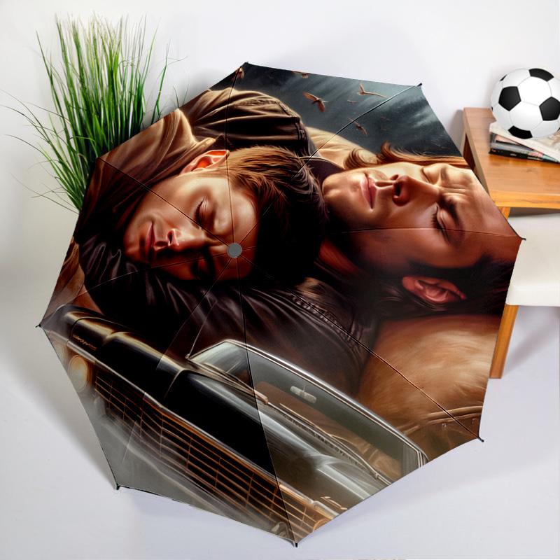 Natural Brother Umbrella Folding Umbrella, Automatic Umbrella 8-Frame for Travel, Camping Use Gift for Halloween Christmas