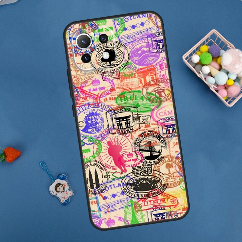 Passport Travel Stamps Case For Xiaomi 14T Pro 13T 11T 12T 13 14 15 Ultra POCO X7 Pro X3 X5 X6 F5 F6 M6 Pro Cover