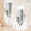 Women Plus Size American Flag Printed Two Piece Set V Neck Strappy Flared Dress Short Sleeve Cardigan