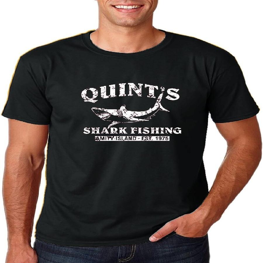 

AW Fashions Quint s Shark Fishing - Funny Fishing Shirt, Fisherman Gifts, Present for Fisherman - Jaws Retro Men s T-Shirt XXXXXL чорний