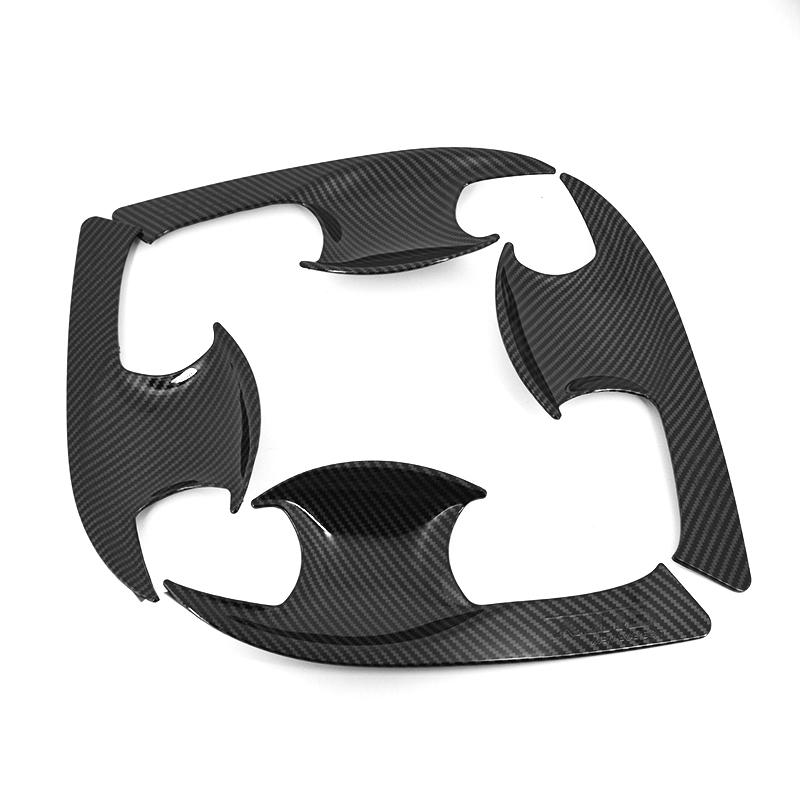 For Honda CITY 2015- Black Carbon Fiber Pattern Car Door Handle Bowl Cover Bezel Trim 2016 2017 2018