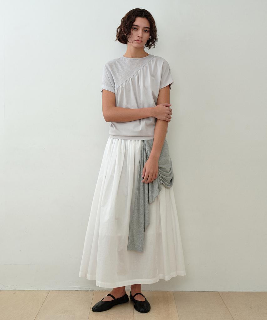Simeteuligpeosenteu Diagonal Shirring Top / Gray Beige