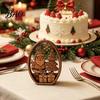 Rustic Xmas Tabletop Decor 3Pcs Christmas Santa Claus And Tree Ornaments, Wooden Oval Table Boxwood Ornaments Centerpiece, Solid Wood Desktop Ornament