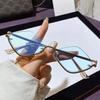 New Half-frame Diamond Shape Sun Protection Glasses Metal Sunglasses Fashion Small Frame High-end Feeling Sunglasses
