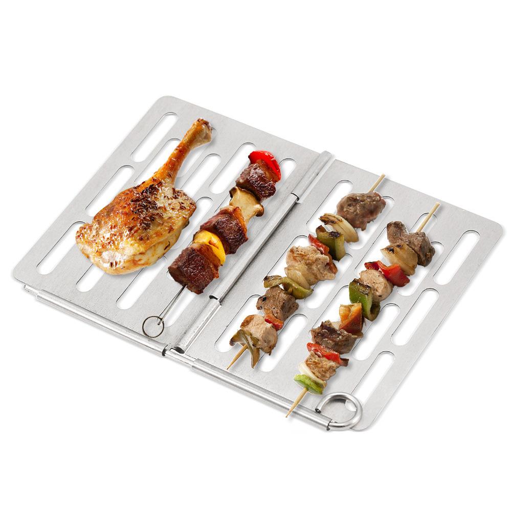 Outdoor Portable Stainless Steel Foldable Barbecue BBQ Board Plate for Camping Picnic