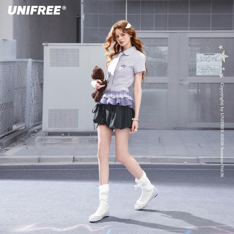 UNIFREE Girly Tiered Lace A-line Skirt S фиолетовый