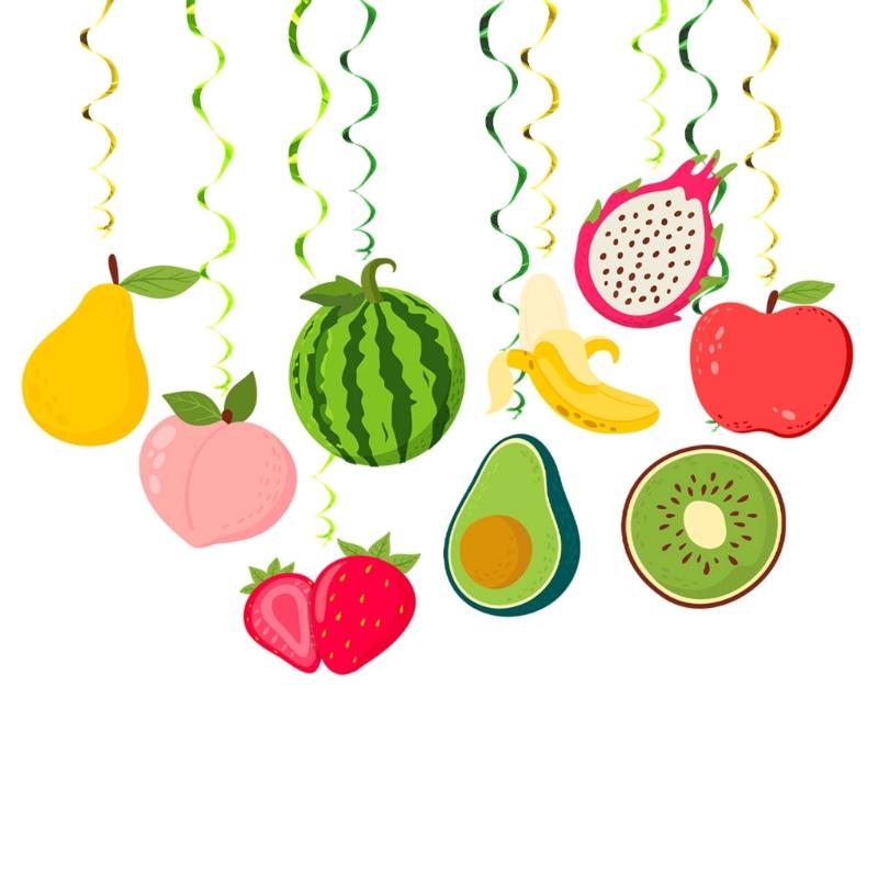 Set di 30 Spirali Frutta da Appendere per Feste Spirali a Tema Frutta Decorazioni Frutta Vivaci per Celebrazioni di Bambini