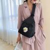 Women Solid Color Zipper Backpack Anti-theft Single Shoulder Bag Versatile Messenger Bag Daisy Embroidery Holiday Backpack